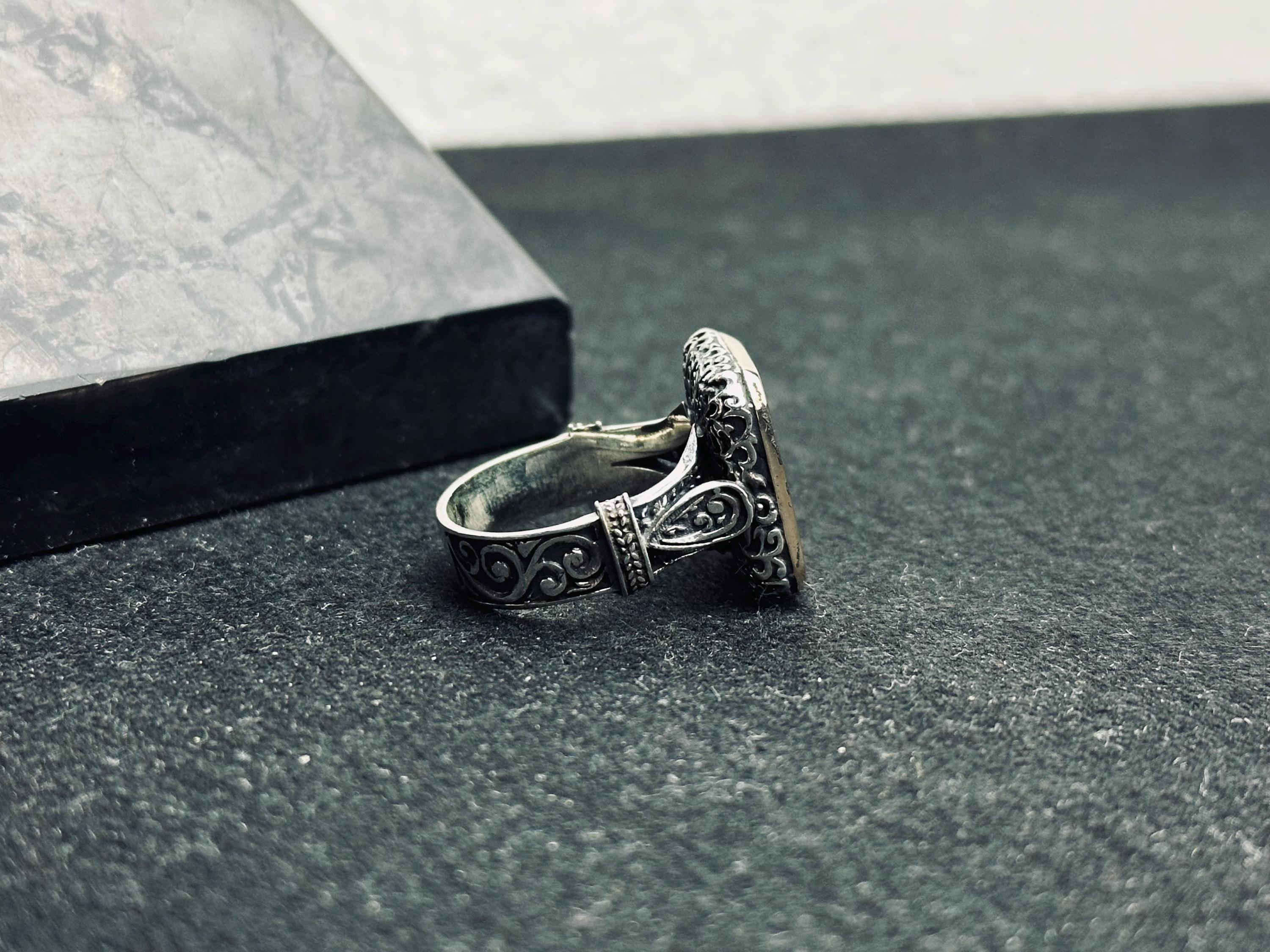 Handmade Silver Ring: Square Onyx Stone Statement (Unisex Size)