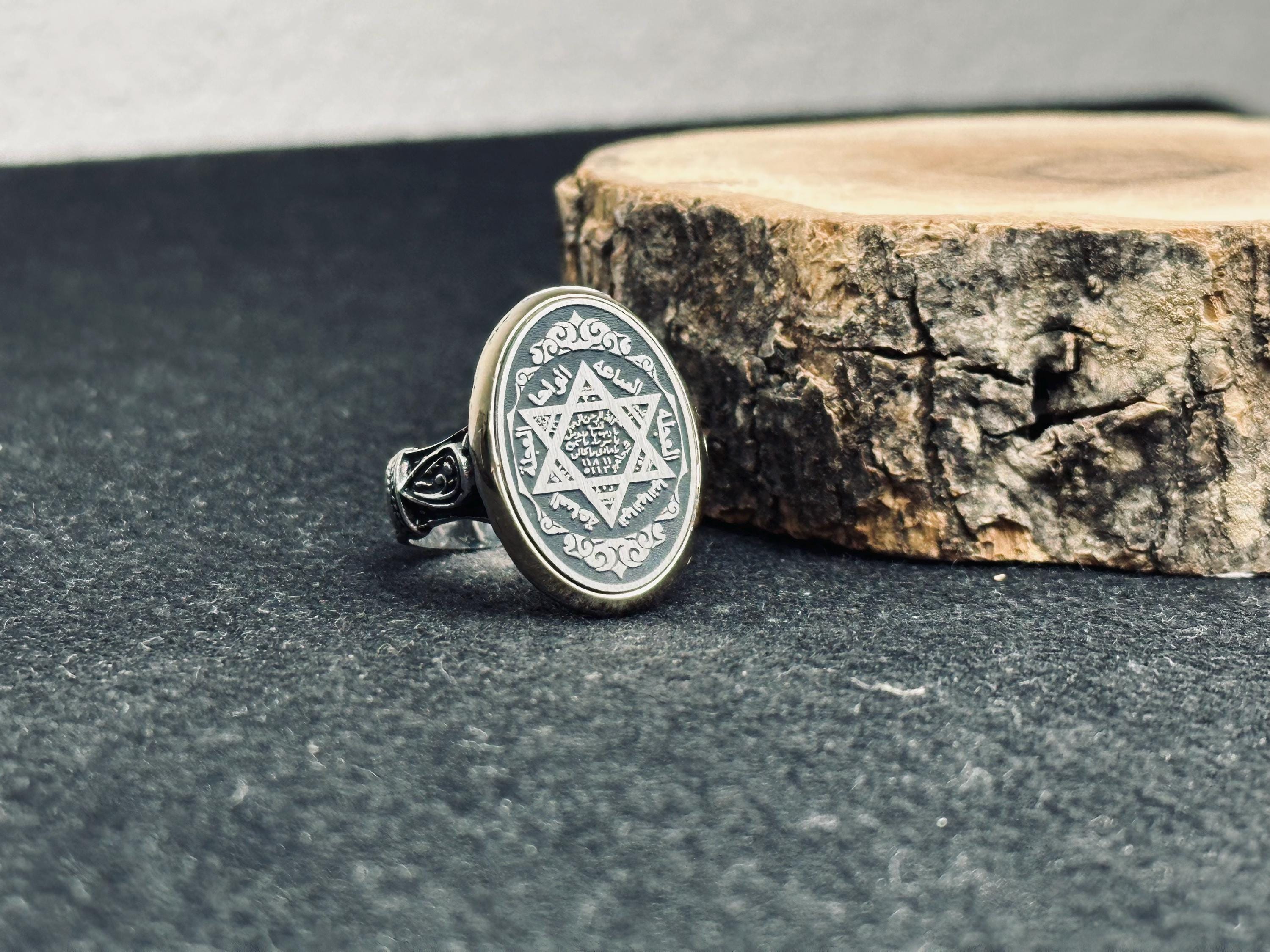 Sterling Silver Seal of Solomon Ring - Elegant Hexagram Signet
