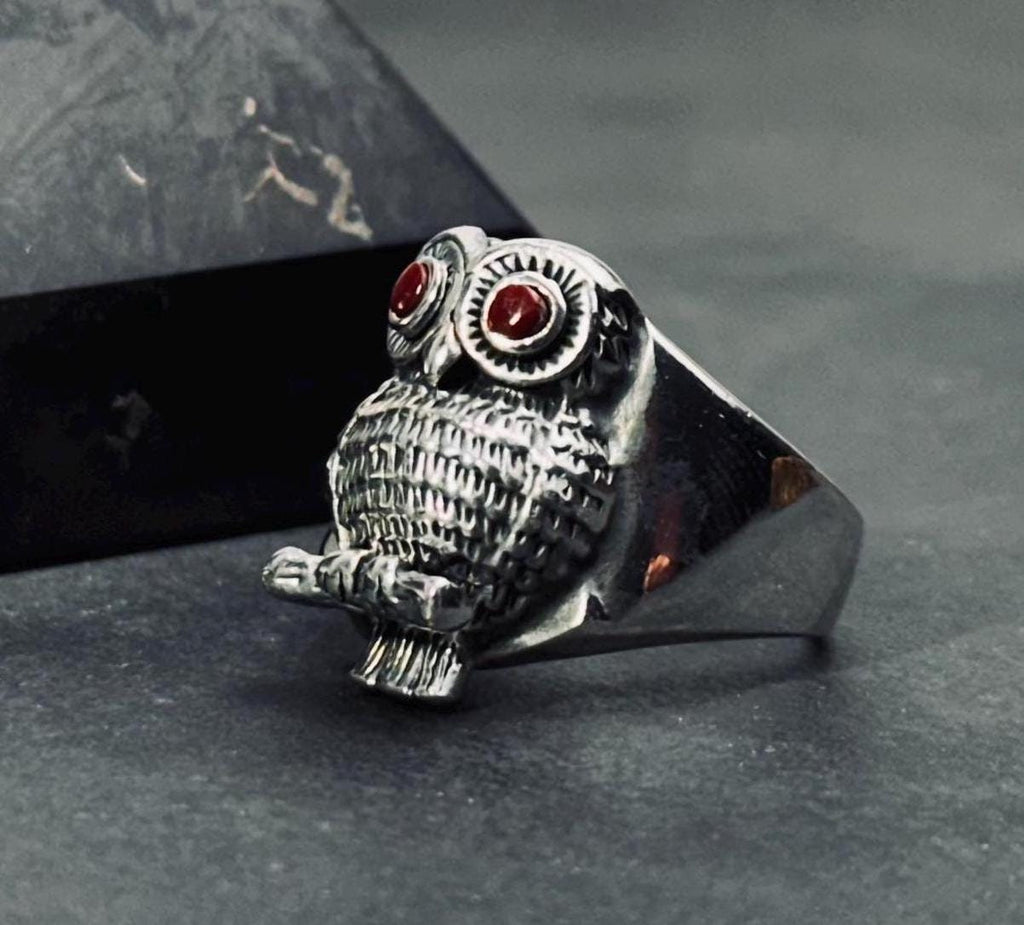Sterling Silver Owl Ring - Handcrafted Animal Lover Jewelry