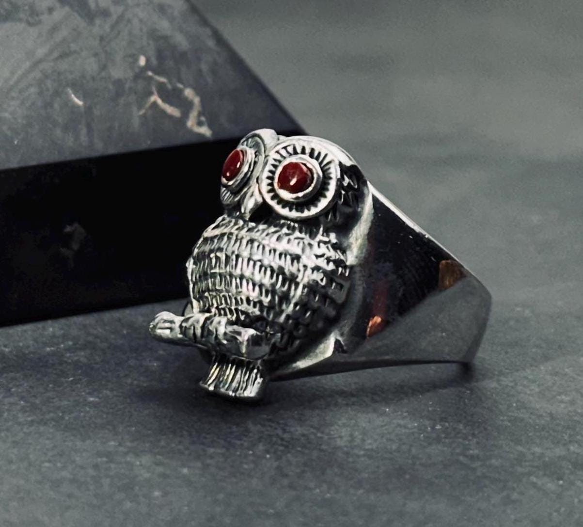 Sterling Silver Owl Ring - Handcrafted Animal Lover Jewelry
