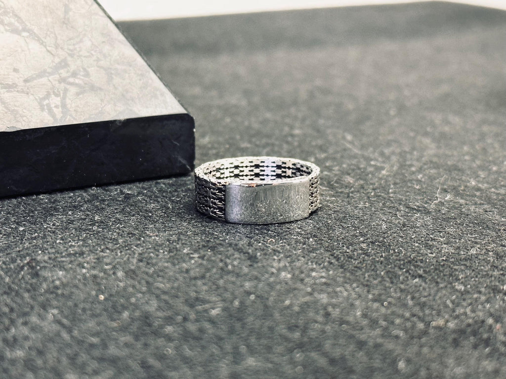 Personalized Sterling Silver Ring: Minimalist Band with Custom Engraving