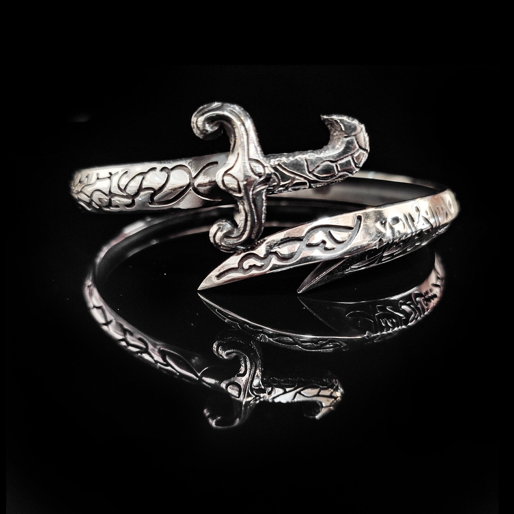 Sword Design Silver Bracelet - Handmade Sterling for Men