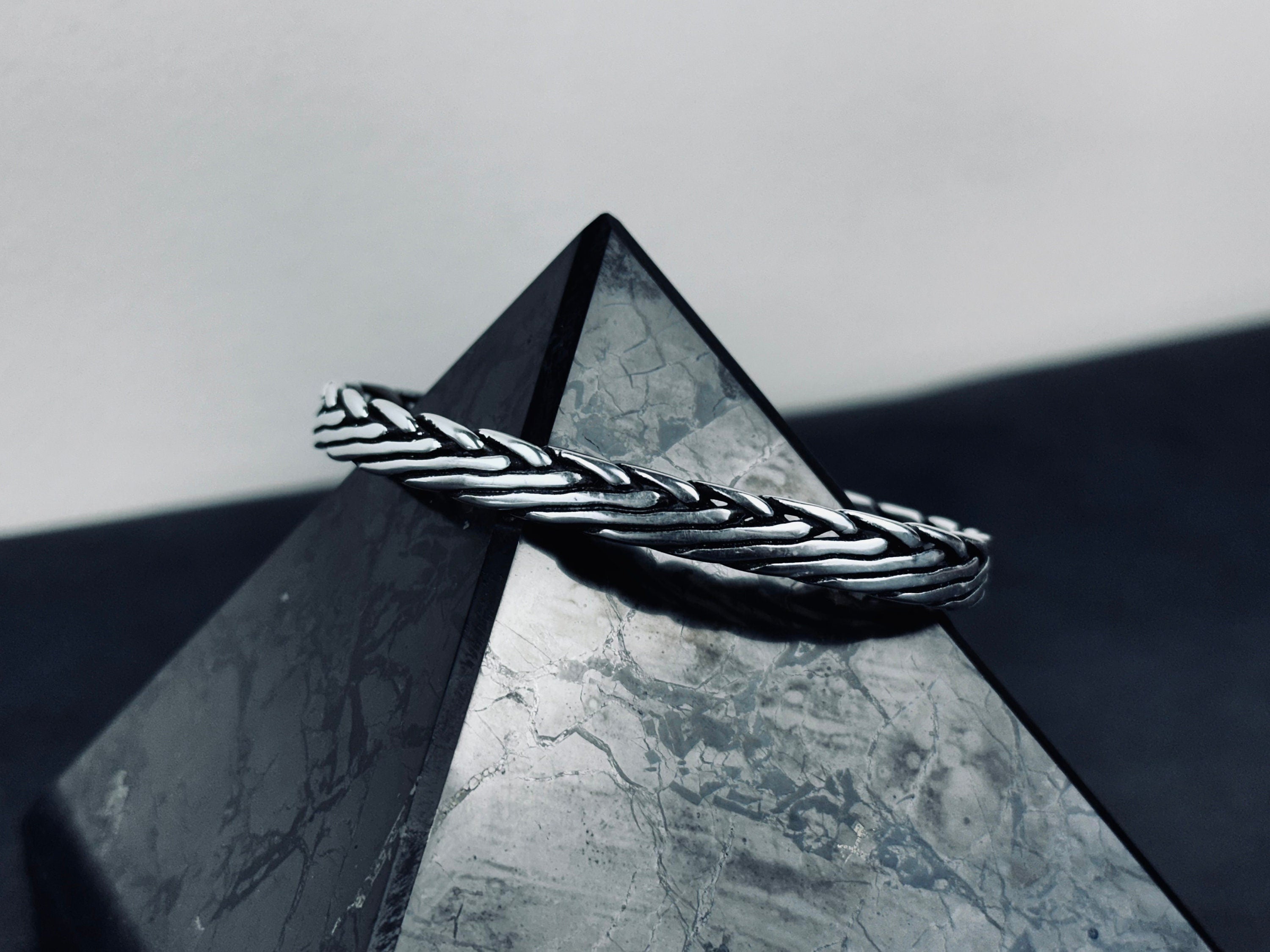 Men's Sterling Silver Cuff Bracelet, Engraved Oxidized (Handmade)