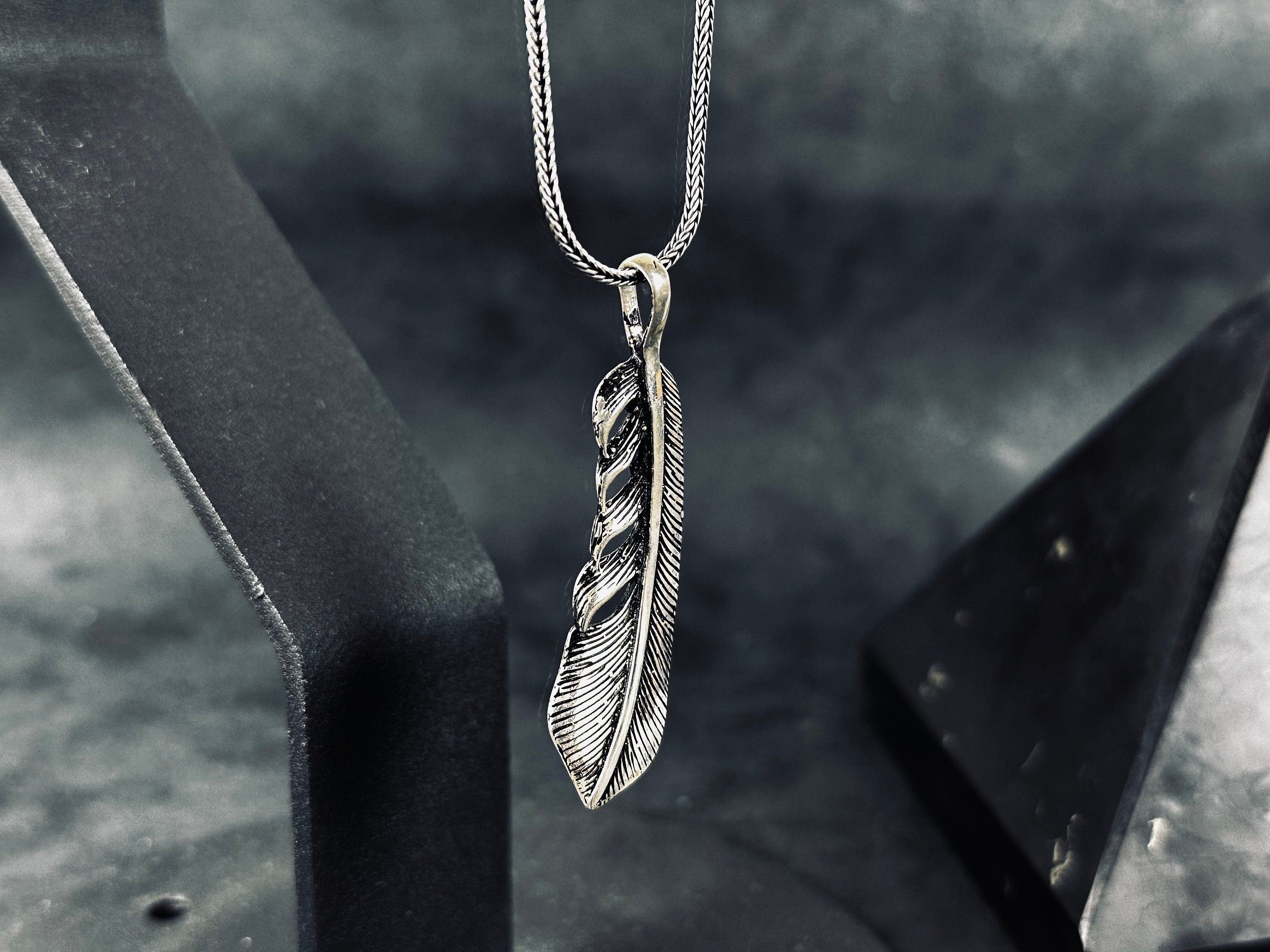 Silver Feather Pendant Necklace: Handmade Boho Chic Accessory