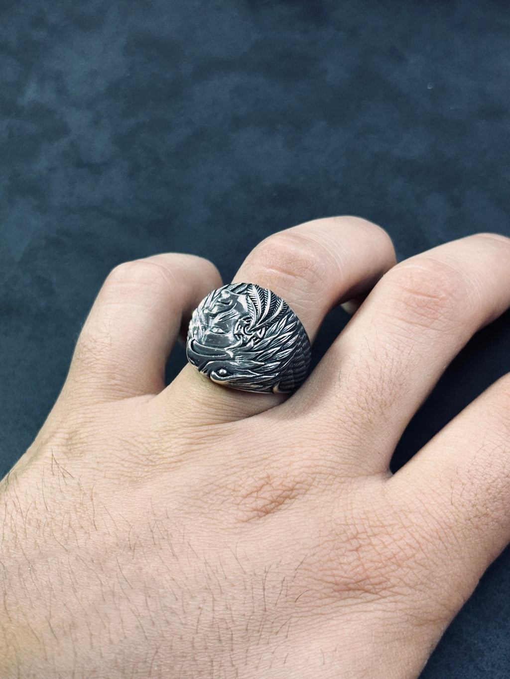 Engraved Chief Ring: Native American Style (Sterling Silver, Handmade)
