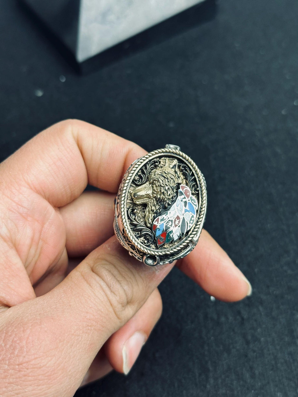 Wolf Head Ring, 925 Sterling Silver, Handmade Patriotic Jewelry