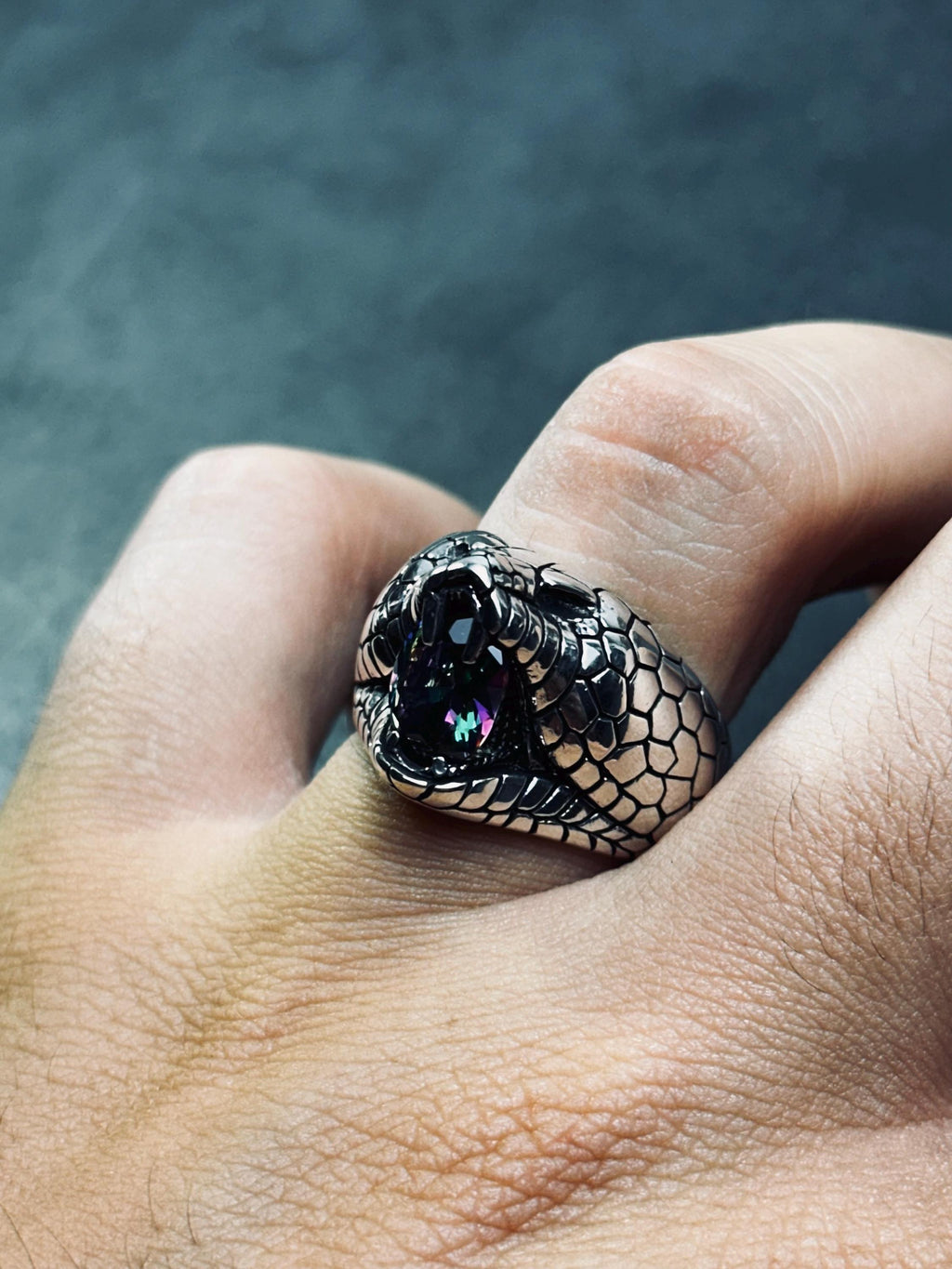 Snake Ring: Mystic Topaz Stone - Handmade Sterling Silver