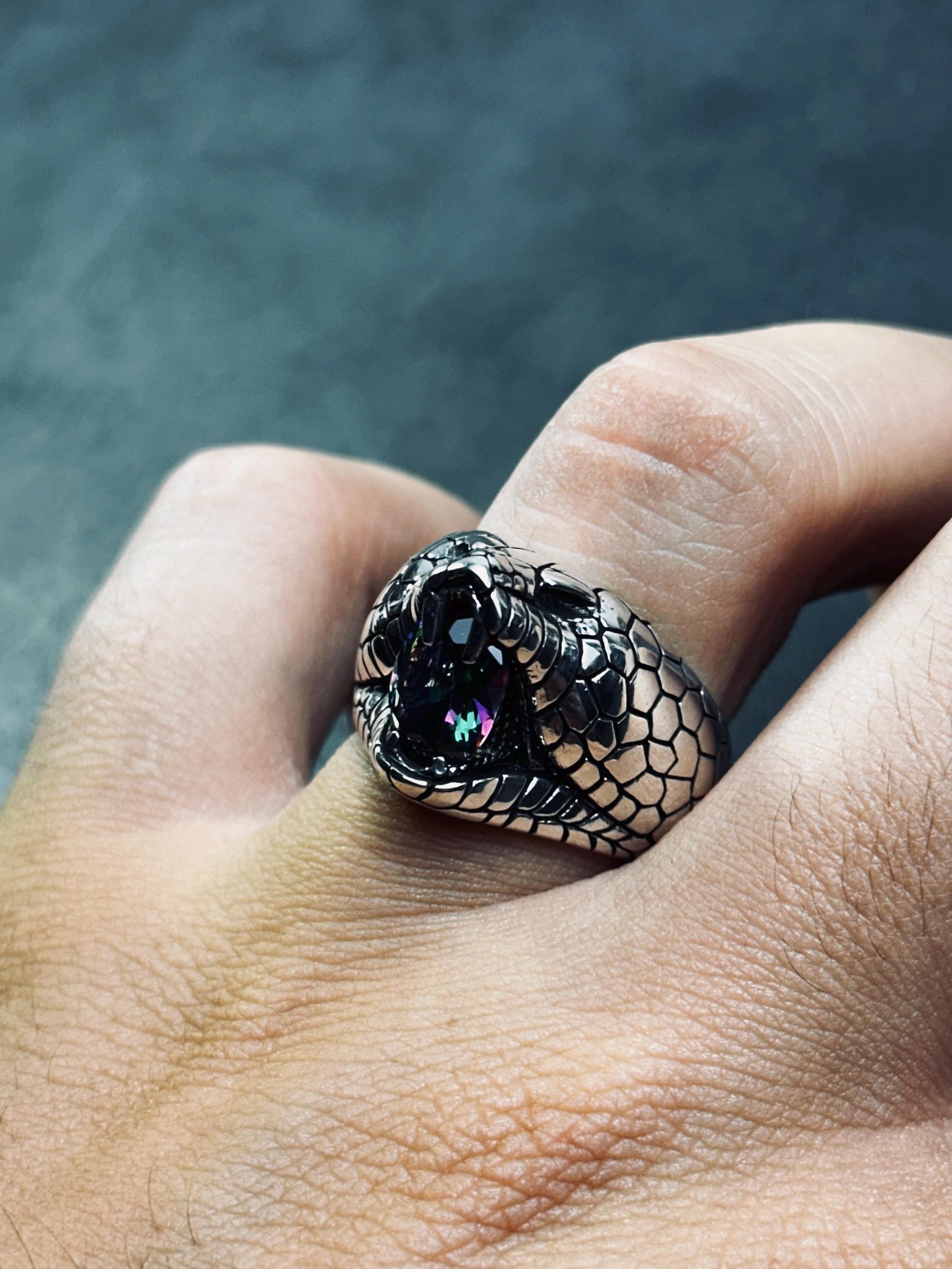 Snake Ring: Mystic Topaz Stone - Handmade Sterling Silver