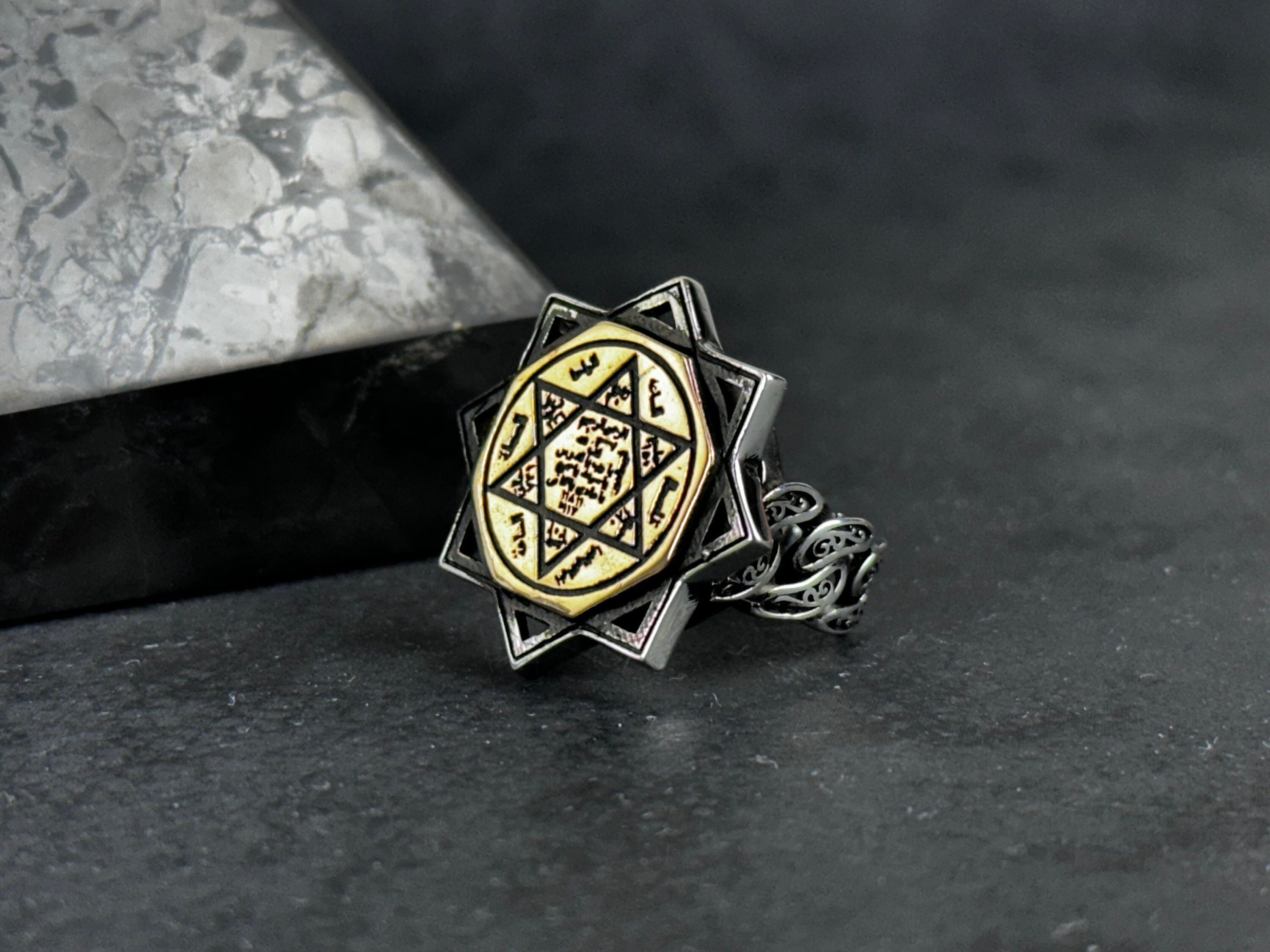 Solomon Seal Ring: Sterling Silver Statement Jewelry (Octagonal Star)