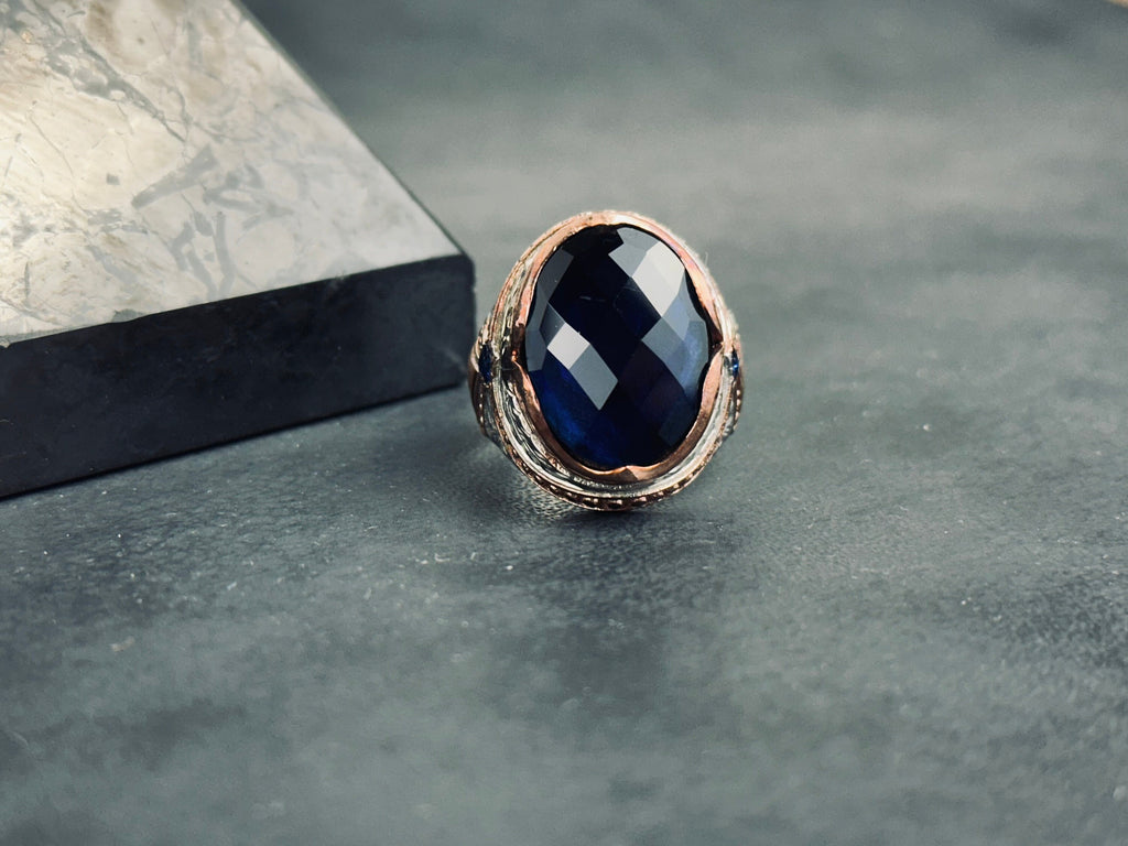 Sterling Silver Ring: Royal Blue Zirconium Stone (Handcrafted)