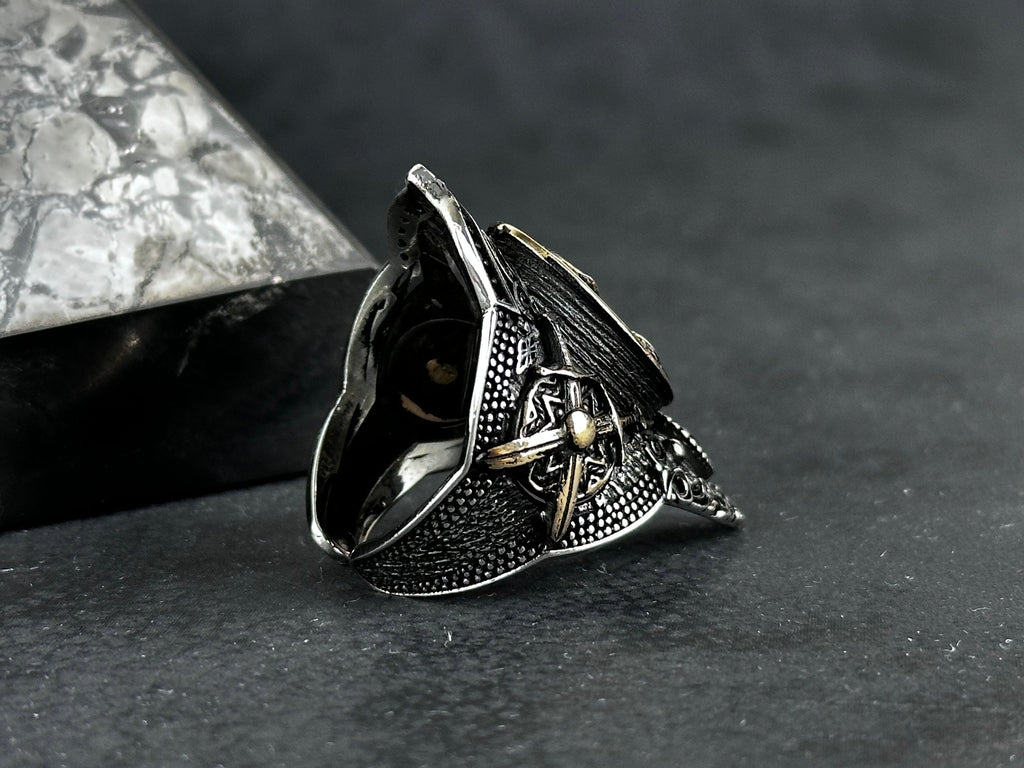 Zihgir Statement Ring: Twin Eagle Design (Adjustable Sterling Silver)