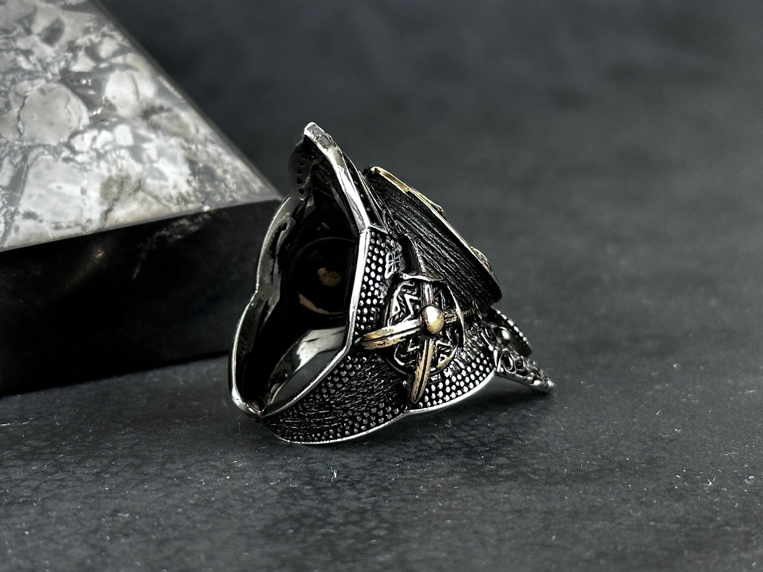 Zihgir Statement Ring: Twin Eagle Design (Adjustable Sterling Silver)