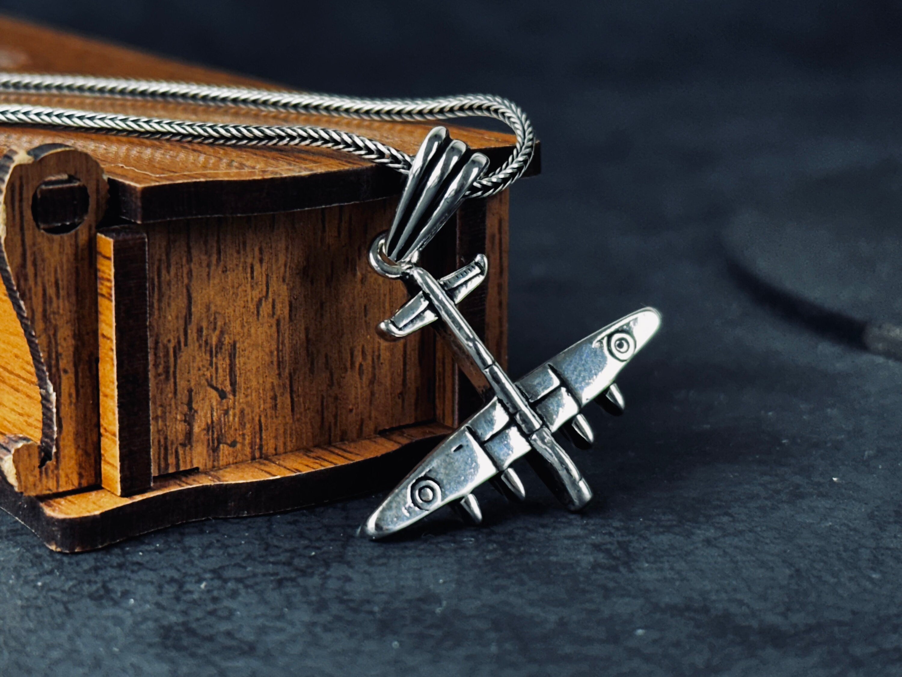 Silver Warplane Necklace - Handmade Military Airforce Pendant