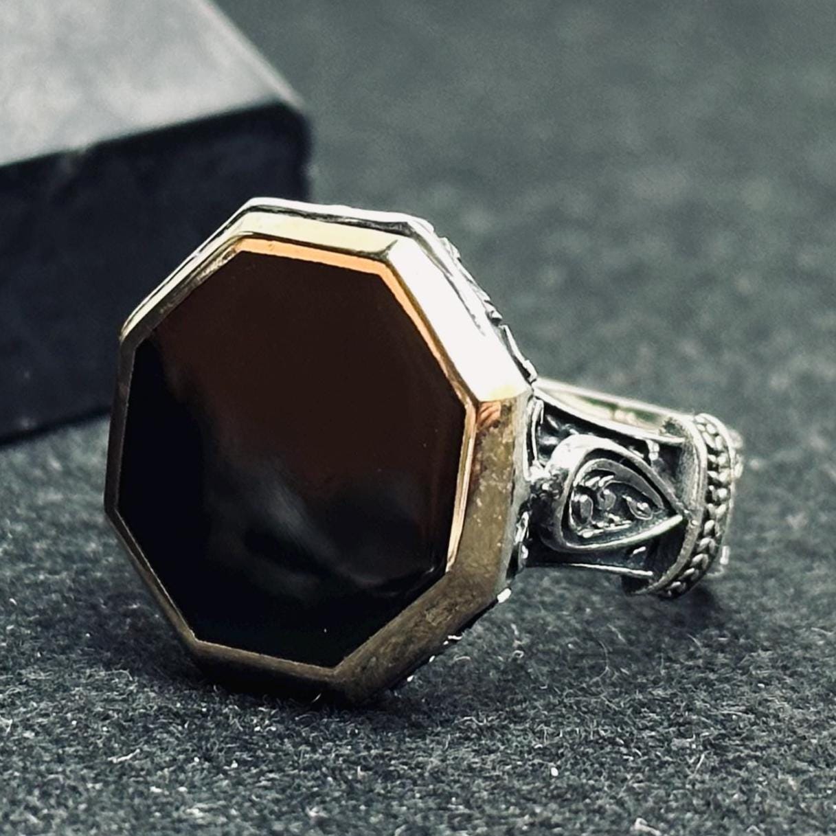 Men's Black Onyx Ring: Vintage Ottoman Style (Handmade Sterling Silver)
