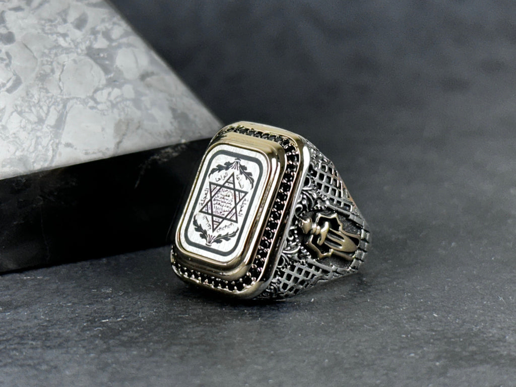 Engraved Solomon's Seal Ring: Spiritual Sterling Silver (Men's Size)