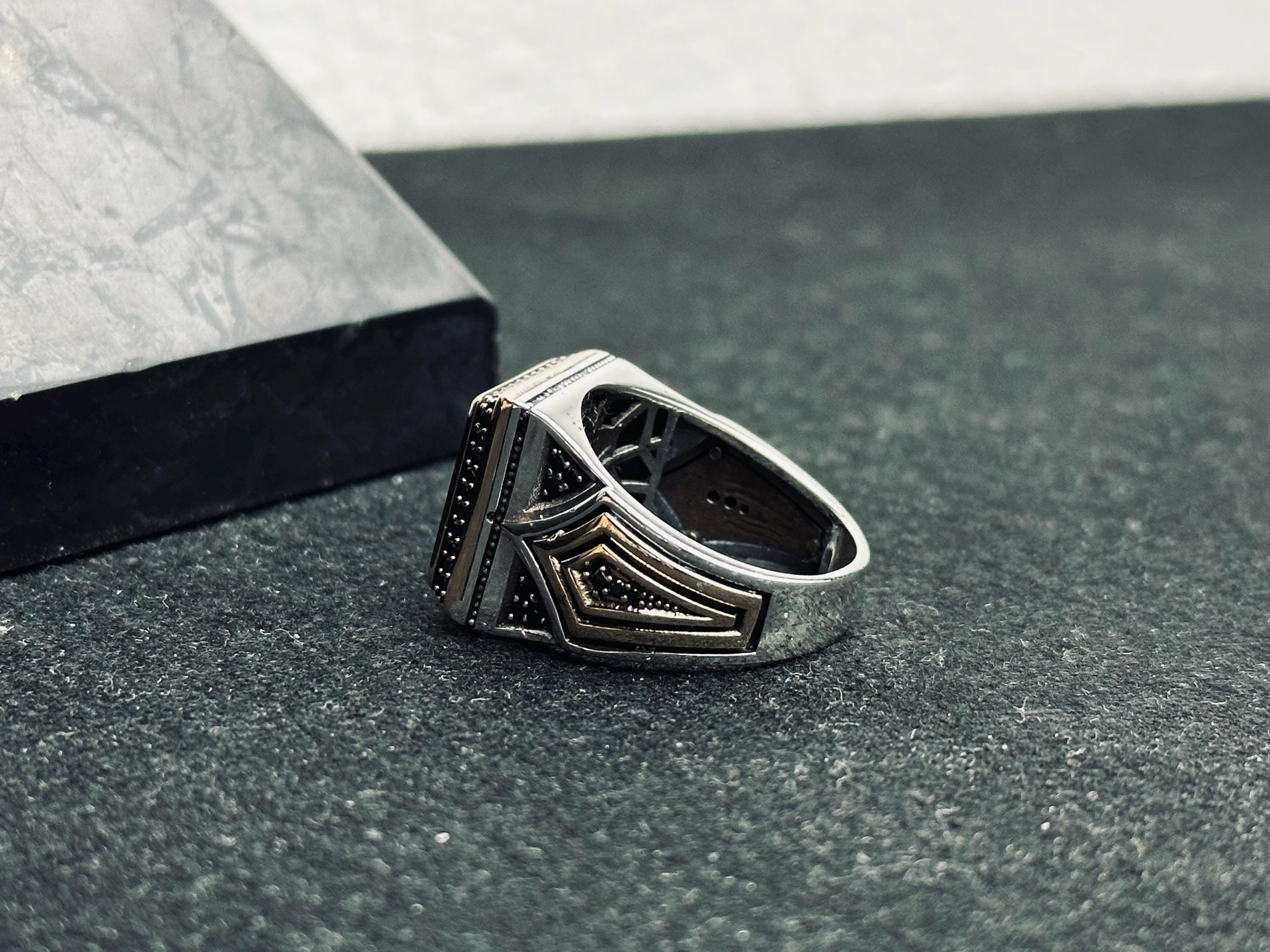 Minimal Square Seal of Solomon Ring: Handmade Sterling Silver