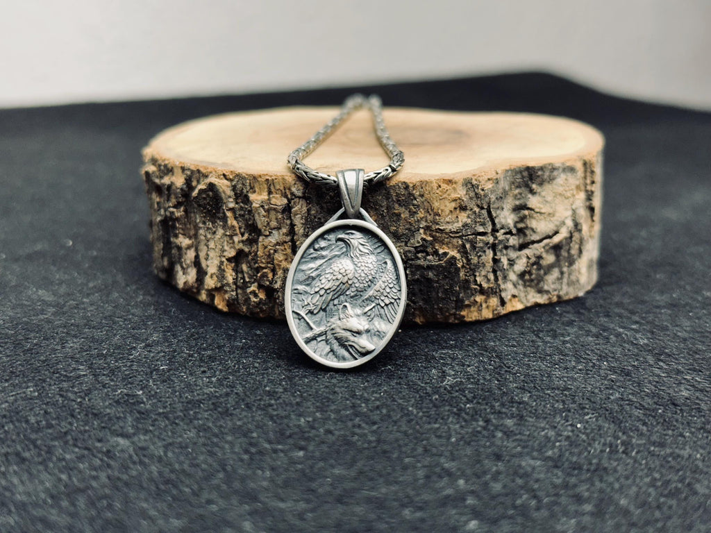Bald Eagle Pendant Necklace: Sterling Silver - Handmade Soaring Bird