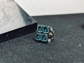 Square Aquamarine Ring: Men's Sterling Silver Statement (Handmade)