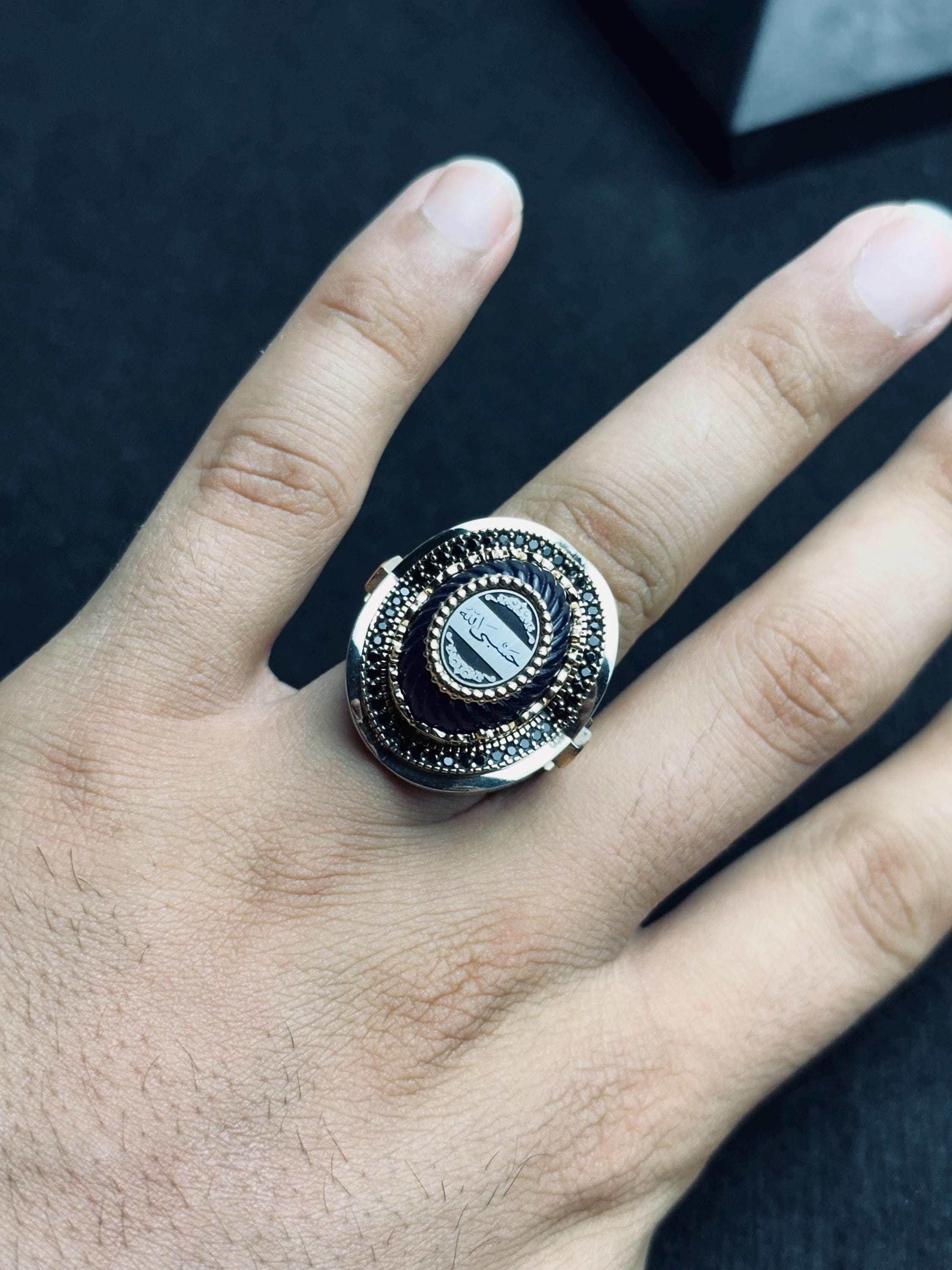 Islamic Statement Ring: Arabic Prayer Engraving (Sterling Silver)