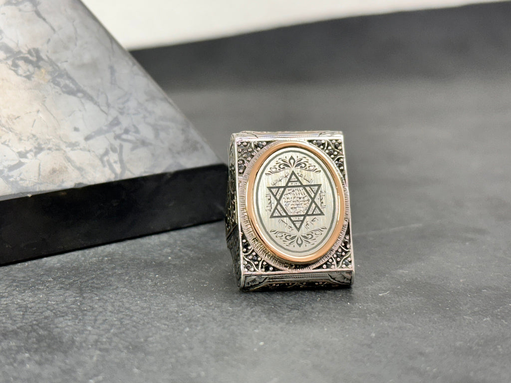 Solomon King Ring: Sterling Silver Jewish Star (Handmade Men's Signet)