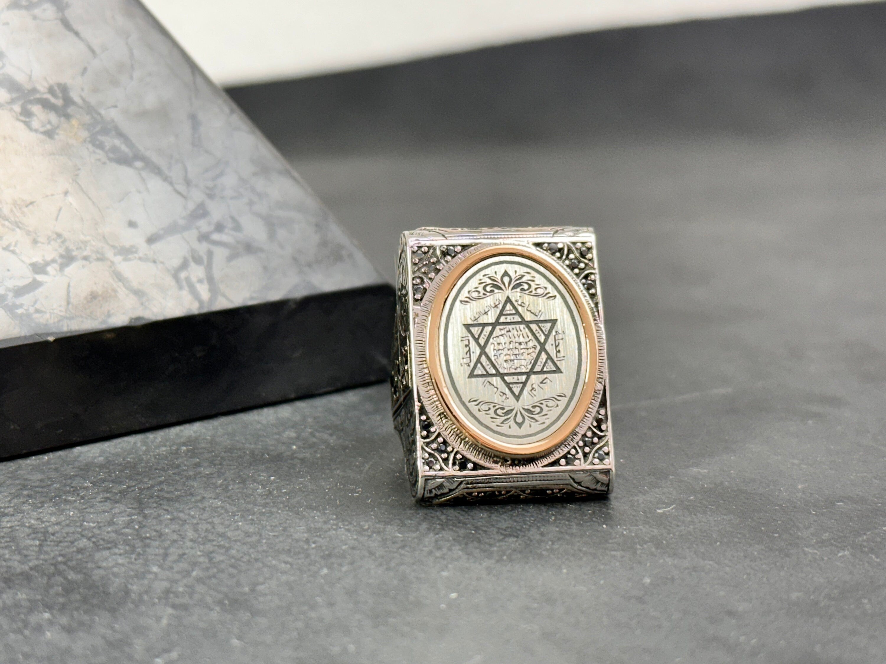 Solomon King Ring: Sterling Silver Jewish Star (Handmade Men's Signet)