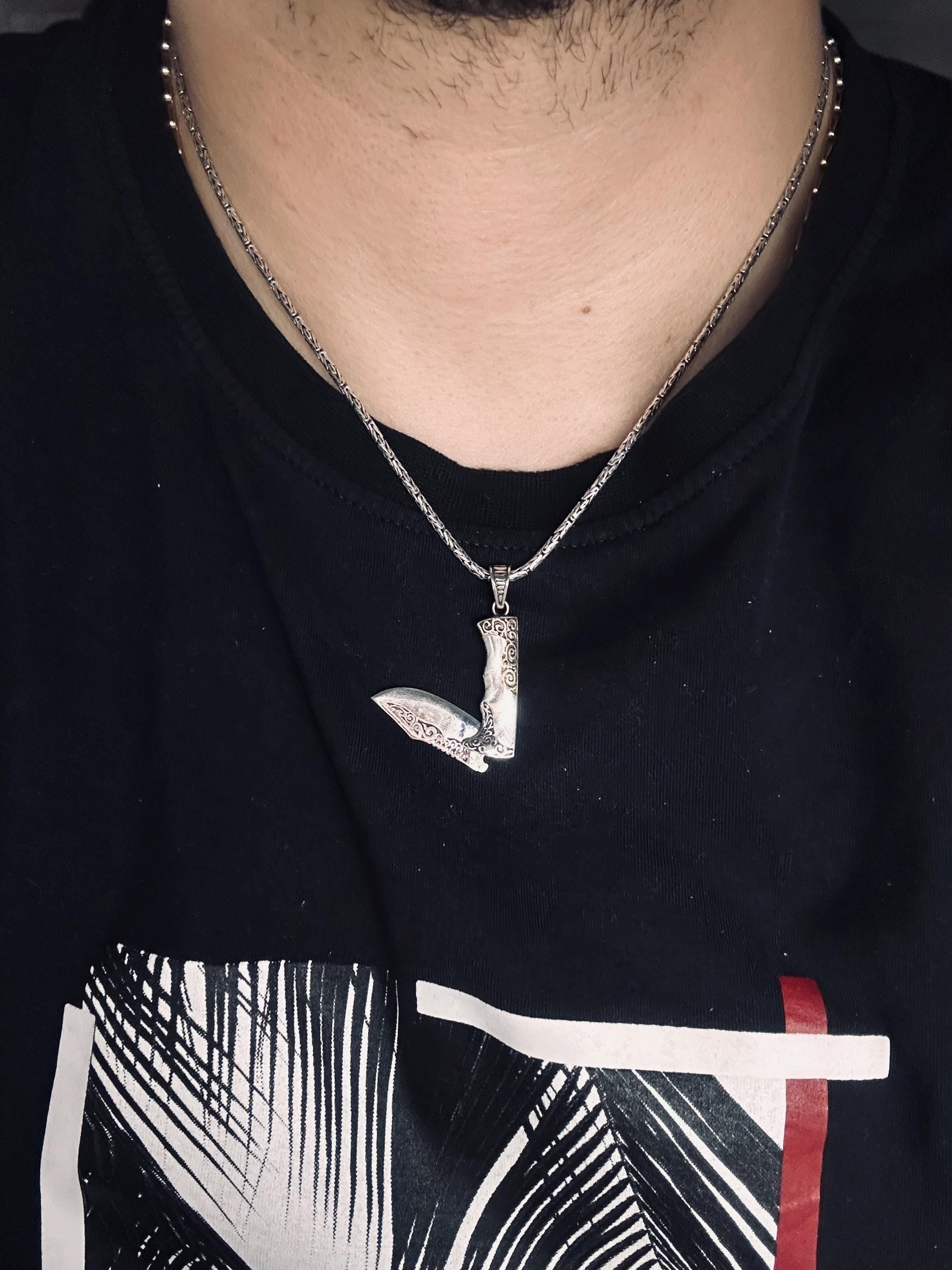 Sword Pendant Necklace: Sterling Silver Medieval Charm (Double-Sided)