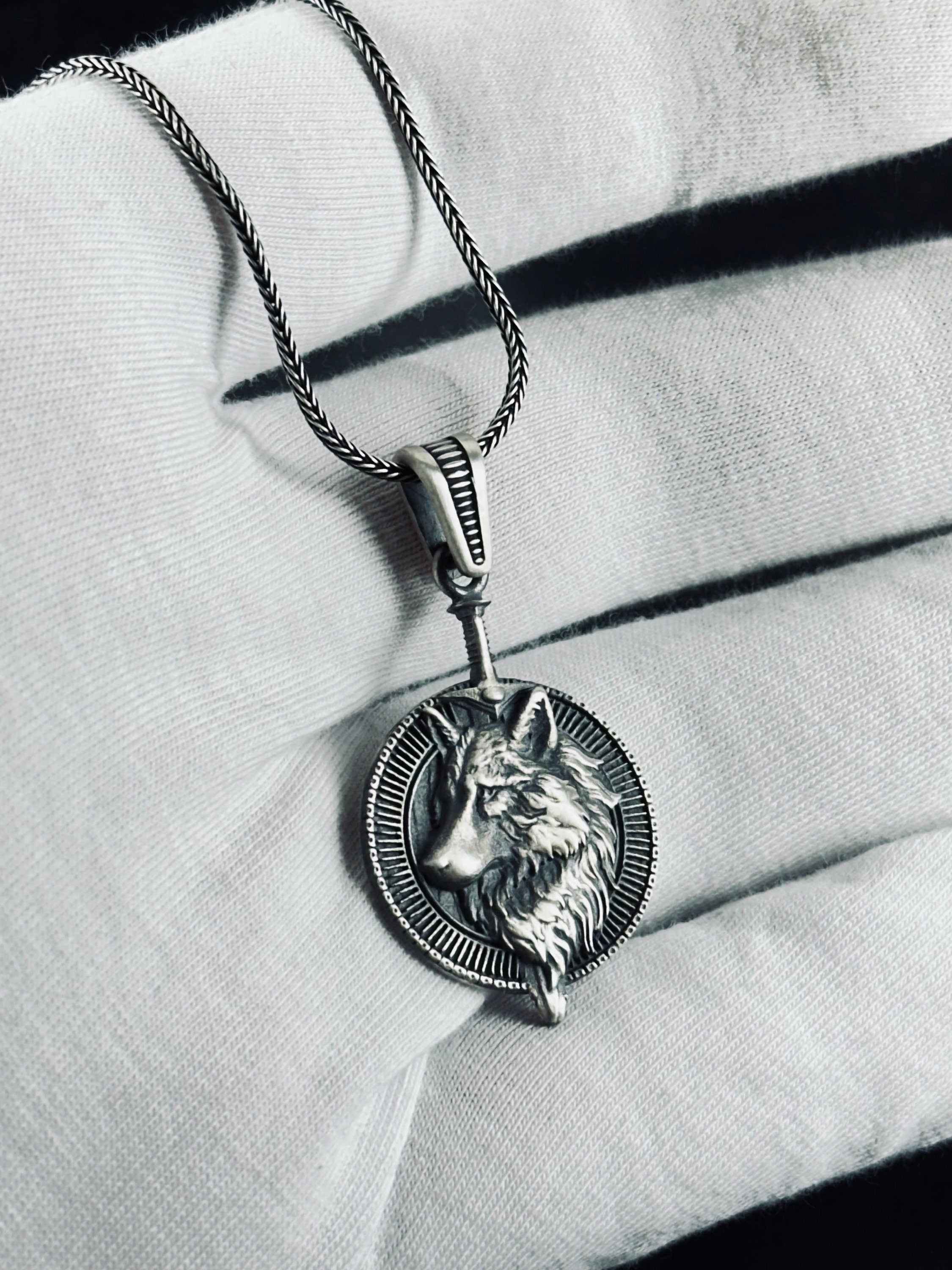 Silver Wolf Charm Necklace - Detailed Handmade Pendant