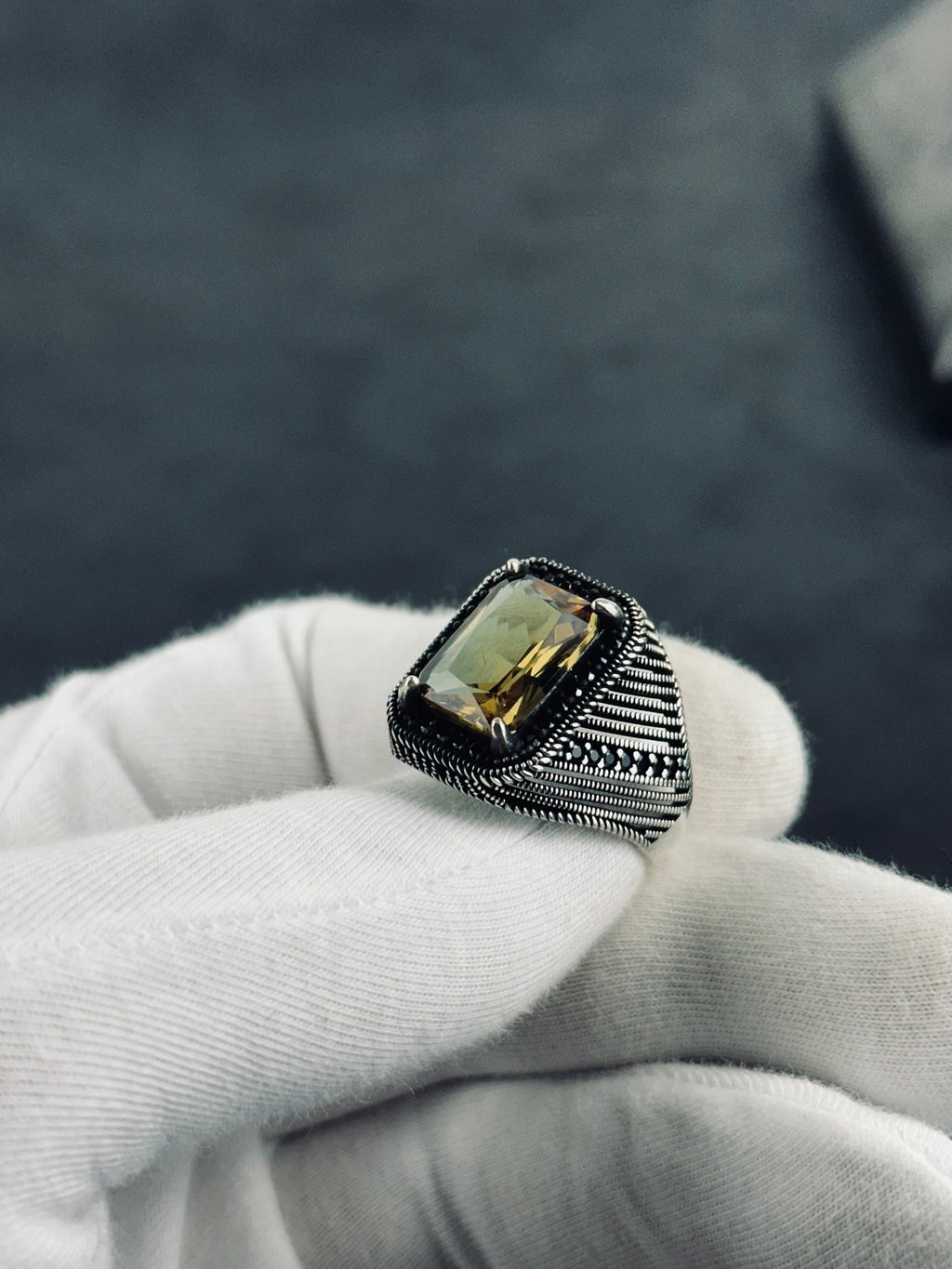 Sultanite Gemstone Ring: Color Changing Rectangular Cut Silver