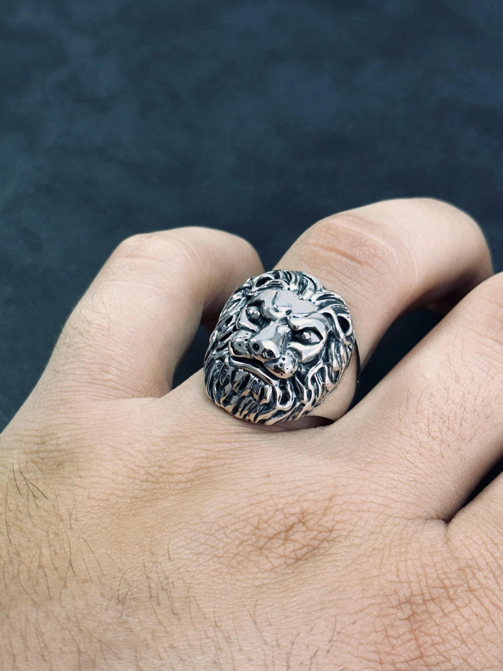 Sterling Silver Lion Head Ring, Handmade Animal Jewelry (Men's Size)