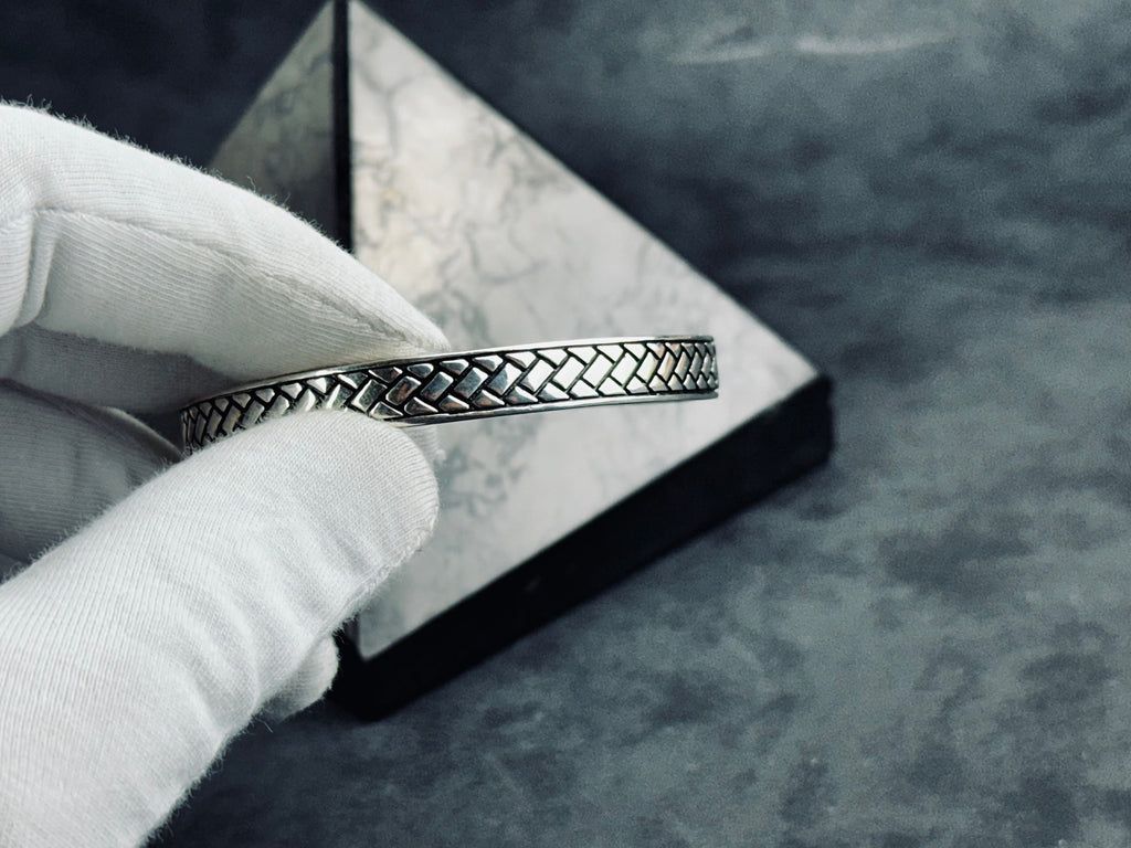 Sterling Silver Greek Cuff: Adjustable Handmade Bracelet (Men’s Jewelry)