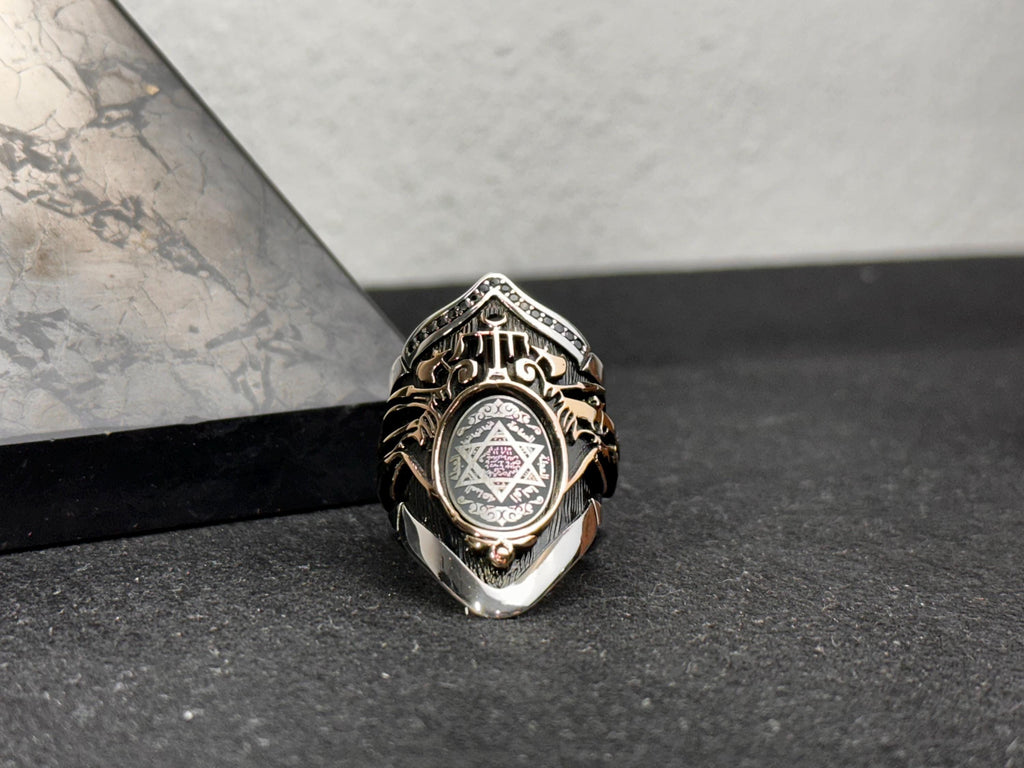 Seal of Solomon Ring: Handmade 925 Sterling Silver Thumb Band