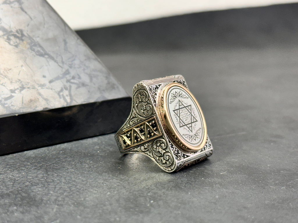 Solomon King Ring: Sterling Silver Jewish Star (Handmade Men's Signet)