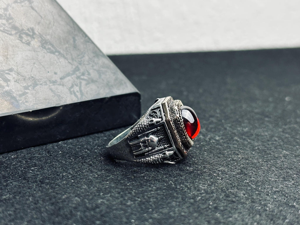 Ruby Signet Ring: Ottoman Style Sterling Silver (Men’s Jewelry)
