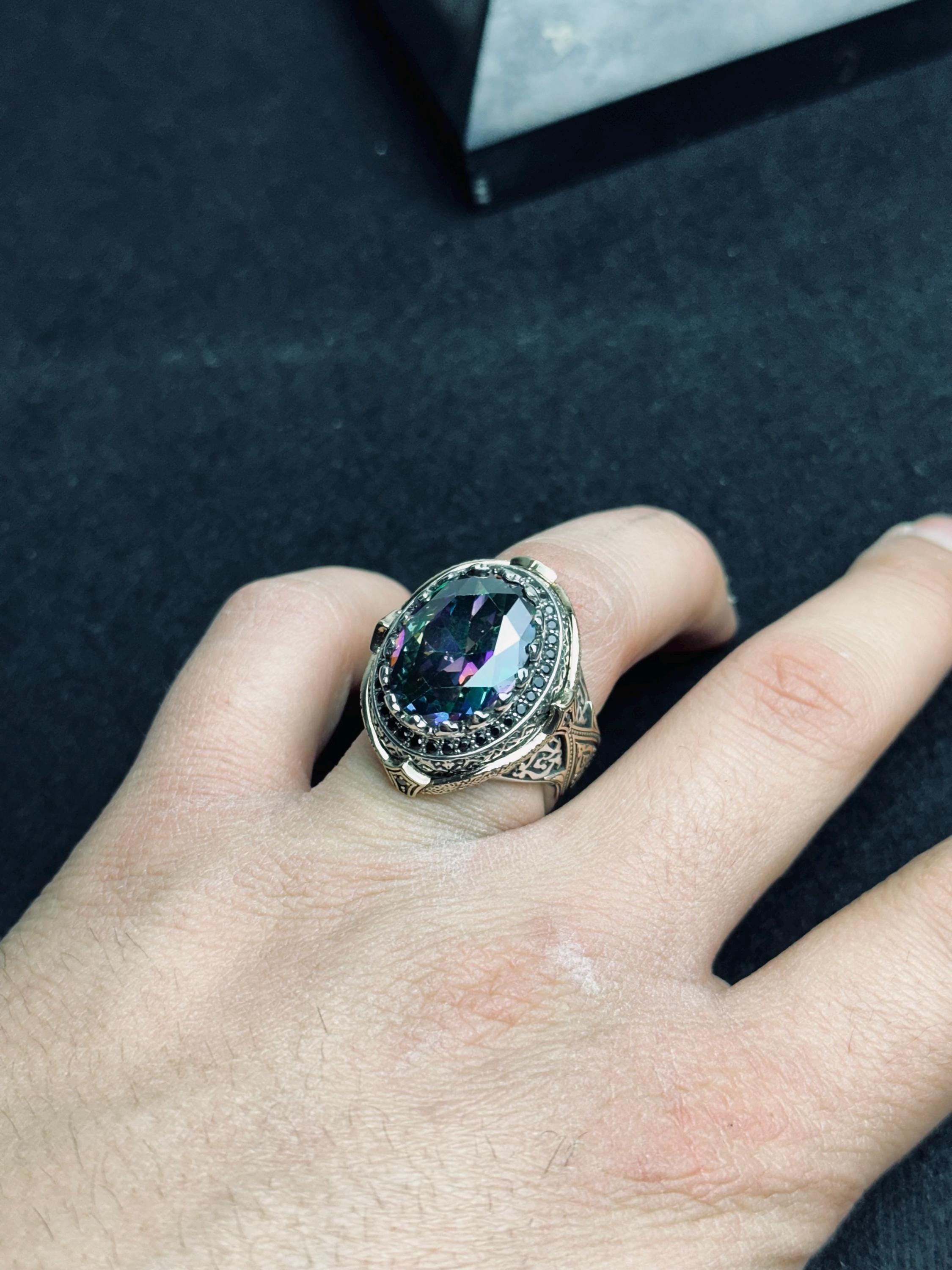 Sterling Silver Mystic Topaz Ring - Handmade Statement Piece