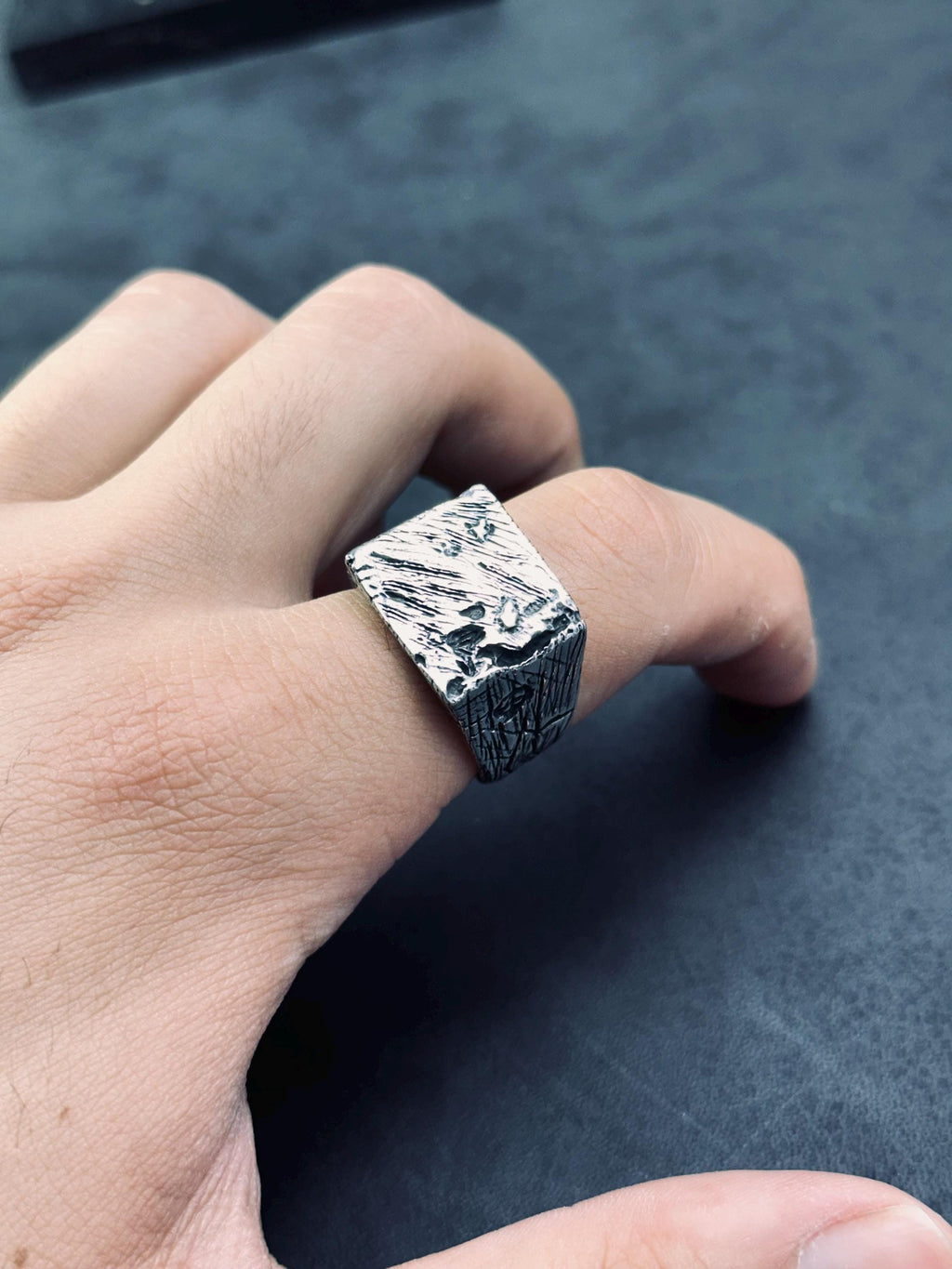 Bark Band Ring: Rustic Tree Texture (Sterling Silver)