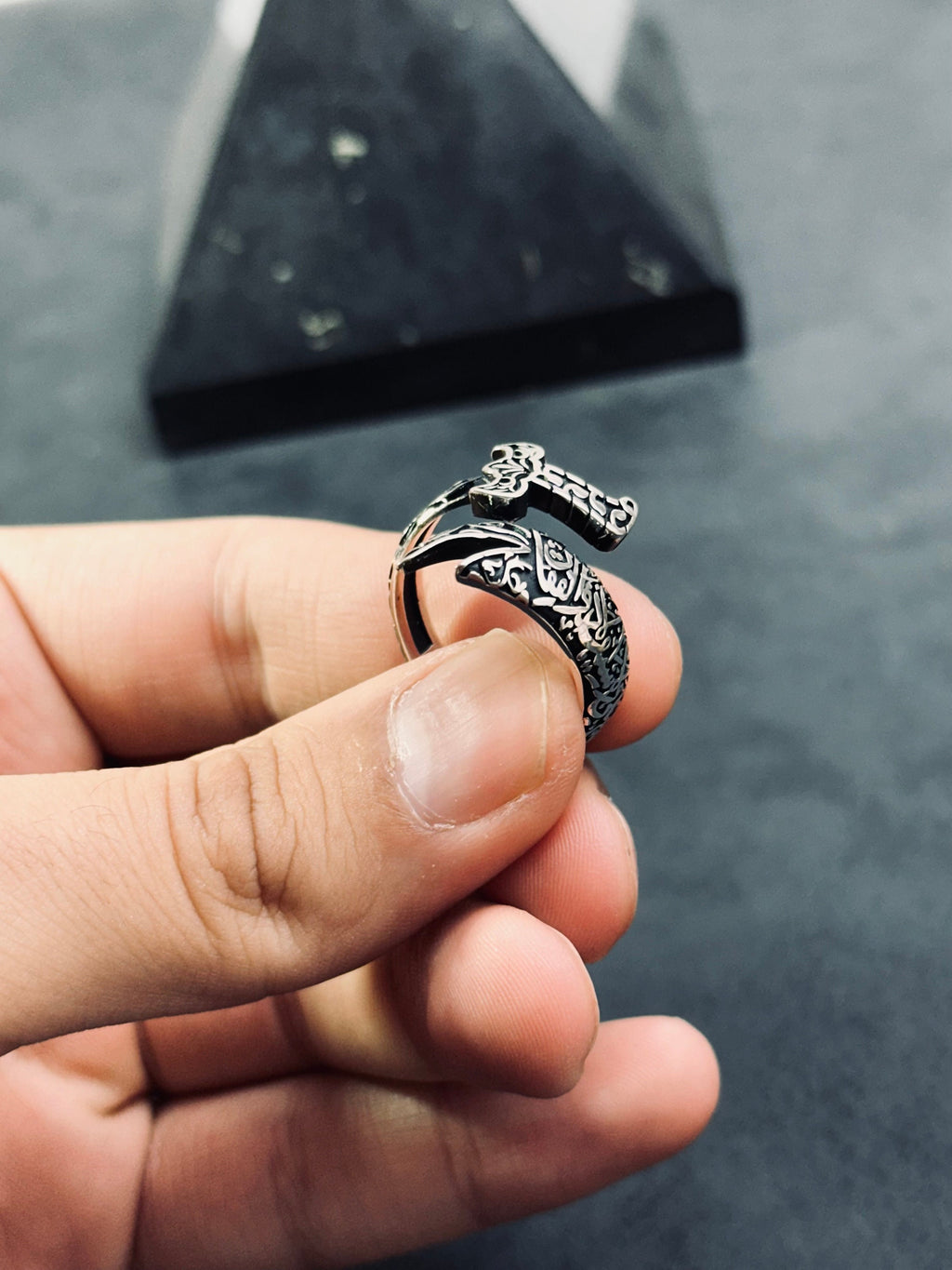 Zulfiqar Sword Ring: Handmade Sterling Silver (Adjustable, Oxidized)