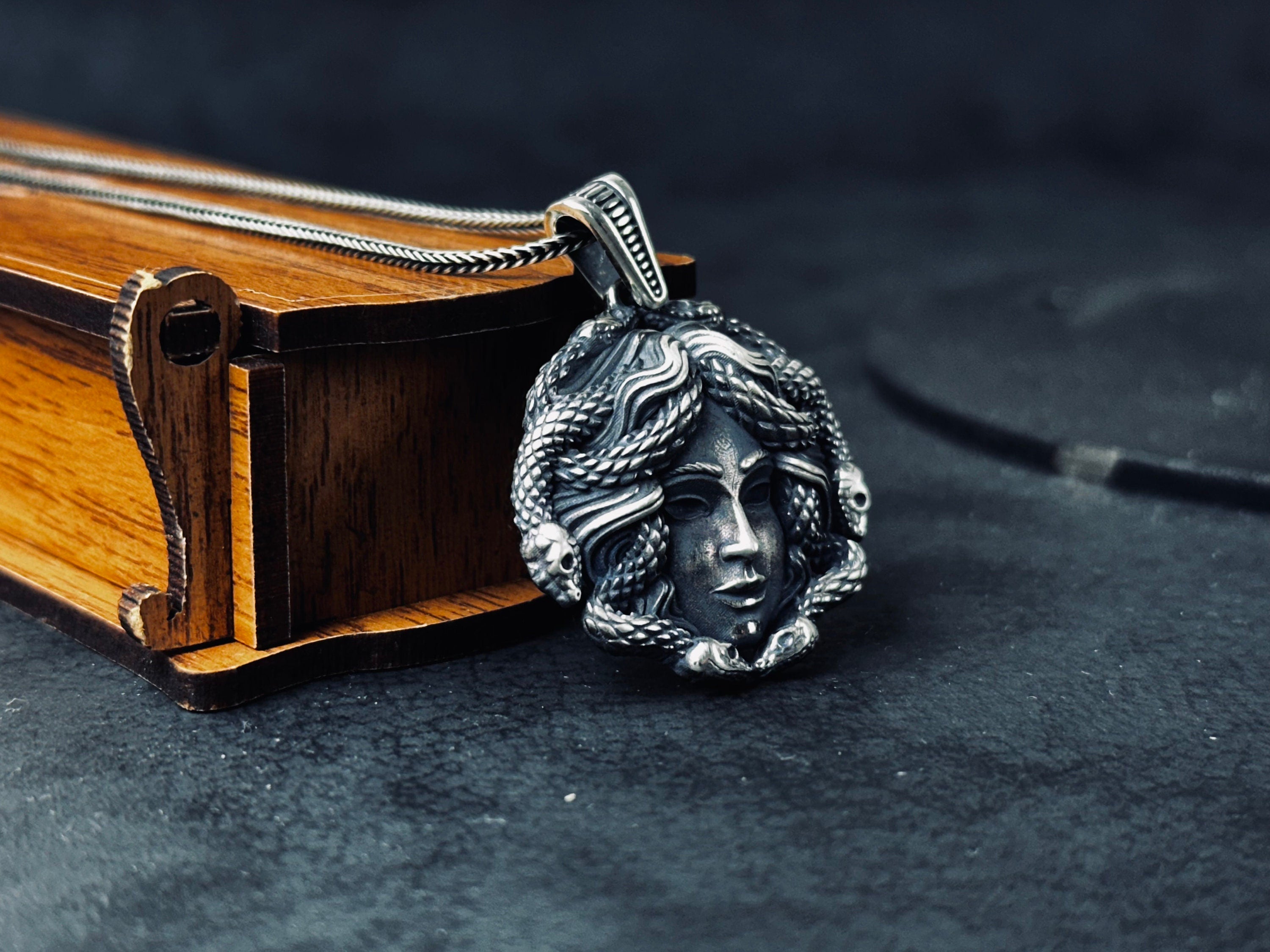 Medusa Head Silver Necklace - Unique Handcrafted Pendant