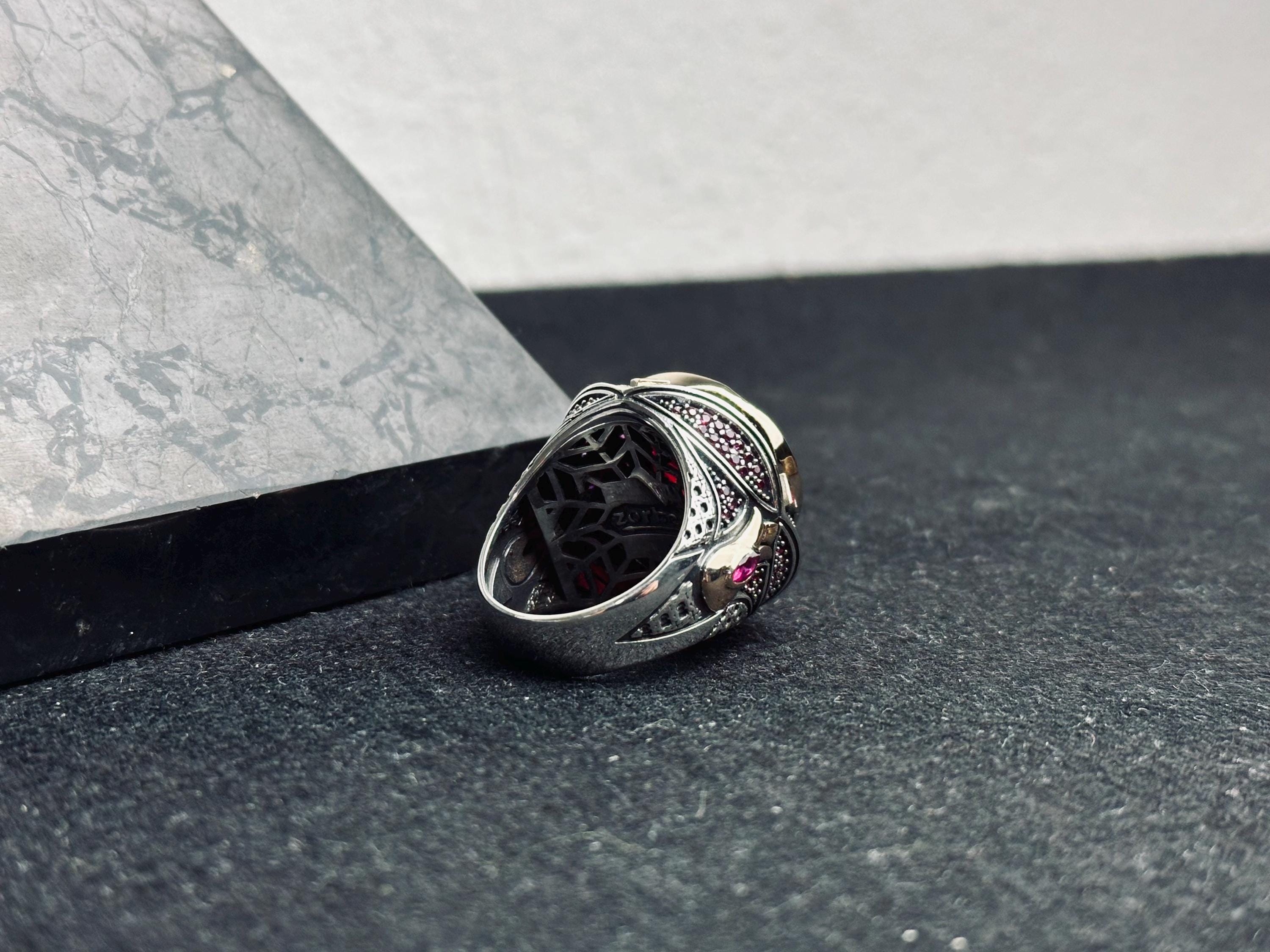 Ottoman Ruby Ring, Sterling Silver for Men (Handcrafted)