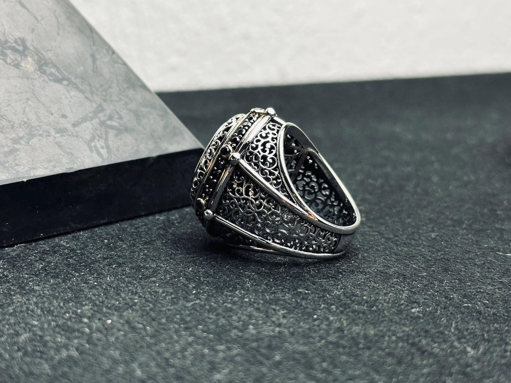 Seal of Solomon Ring: Handmade Sterling Silver - Islamic Calligraphy