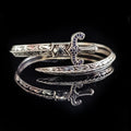 Sterling Silver Sword Bracelet - Sapphire Stone Warrior Cuff