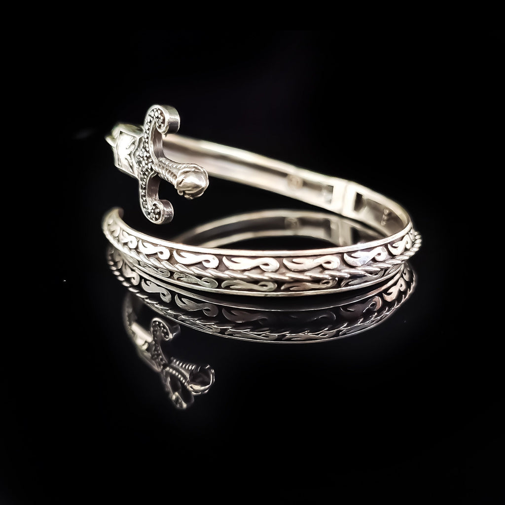 Sterling Silver Sword Bracelet: Blackstone Warrior Cuff