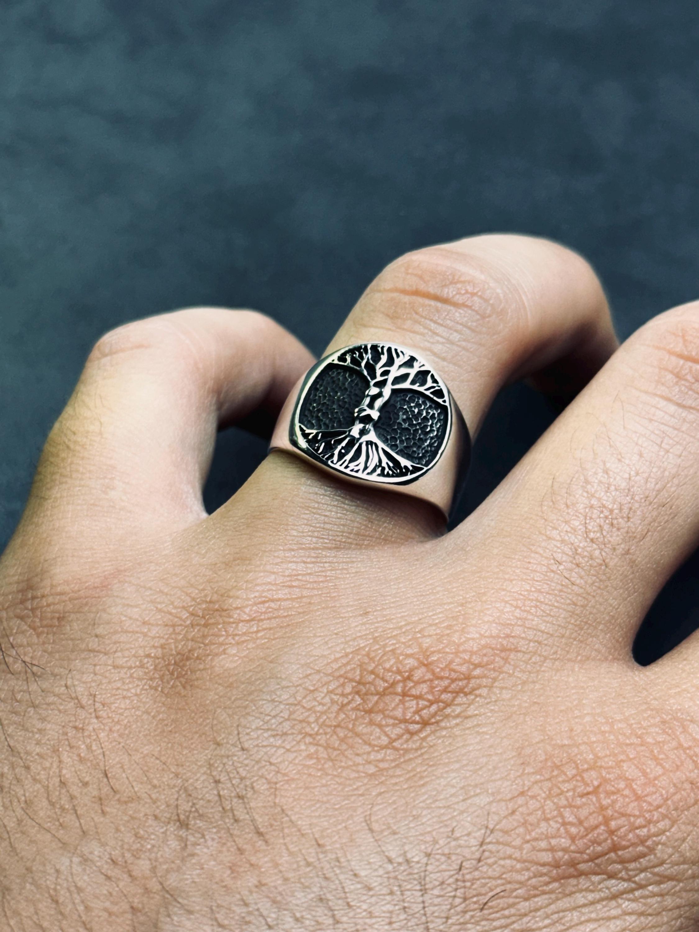 Yggdrasil Tree of Life Ring - Sterling Silver Men's Jewelry