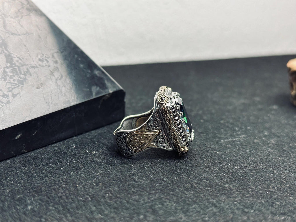 Square Mystic Topaz Ring: Color Changing Silver Statement Jewelry