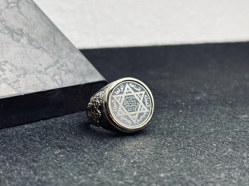 Sterling Silver Ring: Seal of Solomon Design - Handmade Spiritual Jewelry