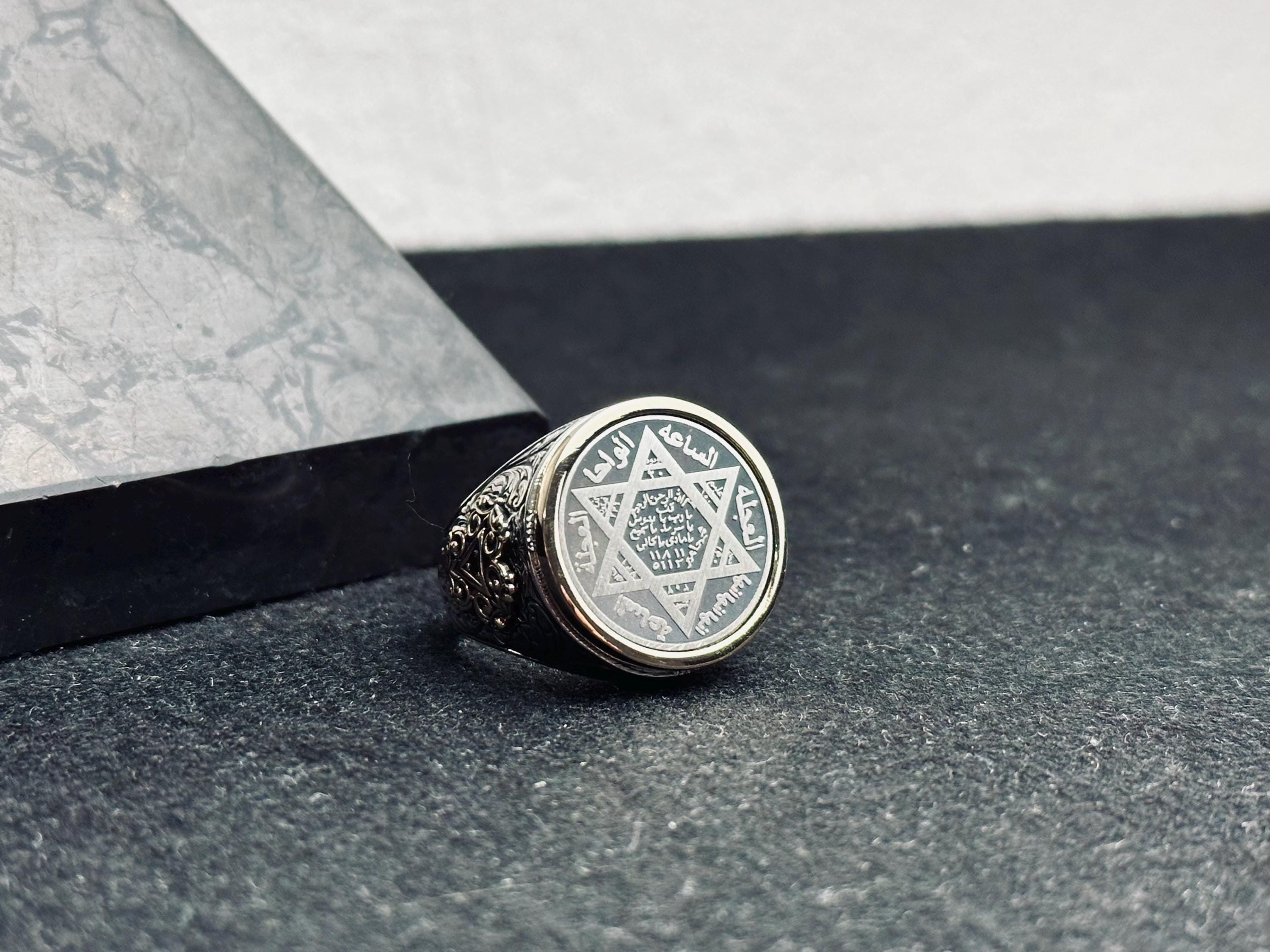 Sterling Silver Ring: Seal of Solomon Design - Handmade Spiritual Jewelry