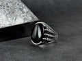 Onyx Gemstone Silver Ring, Artisan Claw Set (Men's Statement)