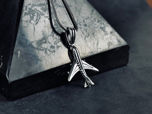 Airplane Silver Necklace: Handcrafted Pendant for Aviators