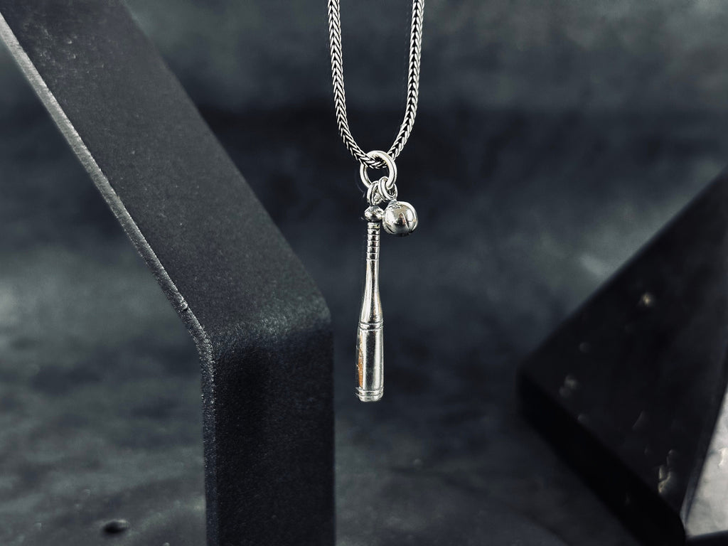 Sterling Silver Baseball Bat Necklace - Simple Sports Pendant