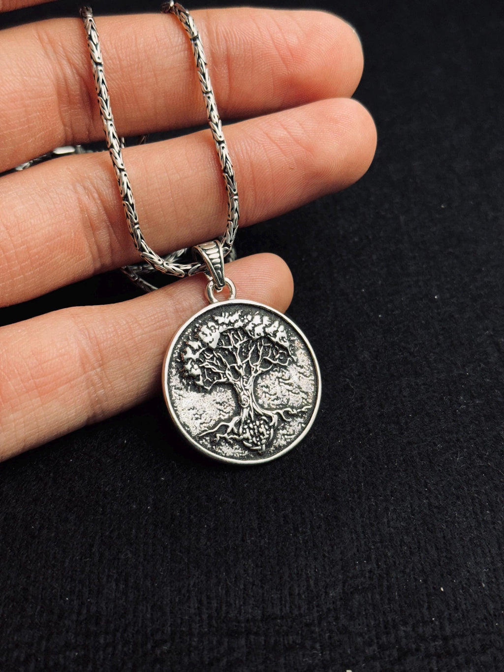 Yggdrasil Silver Necklace: Handmade Viking Tree of Life Pendant