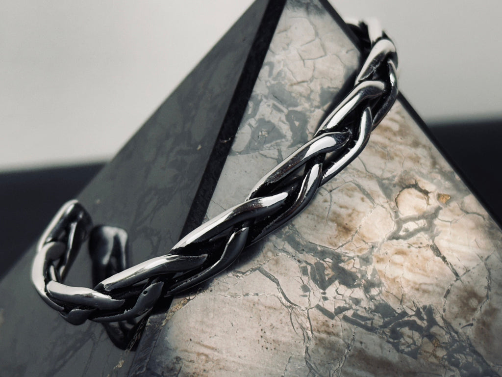 Sterling Silver Cuff Bracelet: Braided Design - Handmade for Men